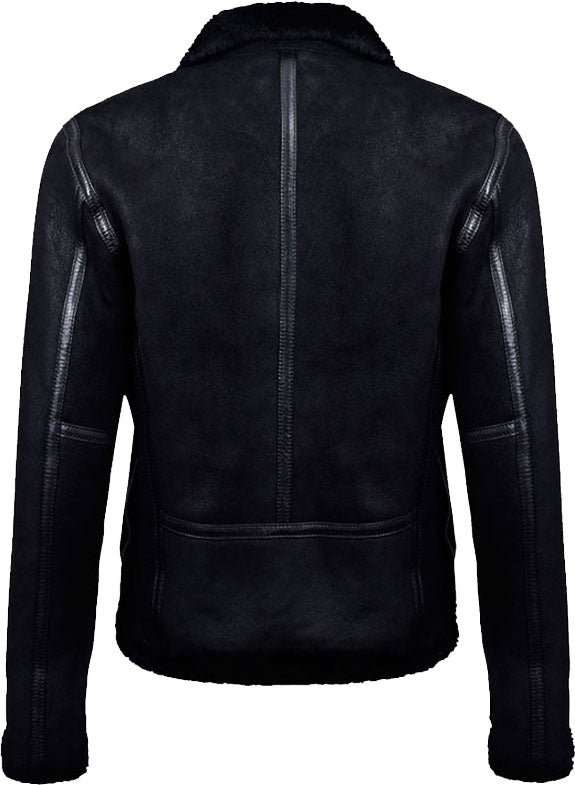 Men’s Black Biker Leather Jacket with Fur | Rugged Rebel Authority | Full Grain Apparel