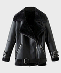 Men’s "Shadow-Peak" Winter Aviator | Matte Black Premium Sheepskin | Ultra-Dense Tonal Shearling B3 Bomber | Full Grain Apparel
