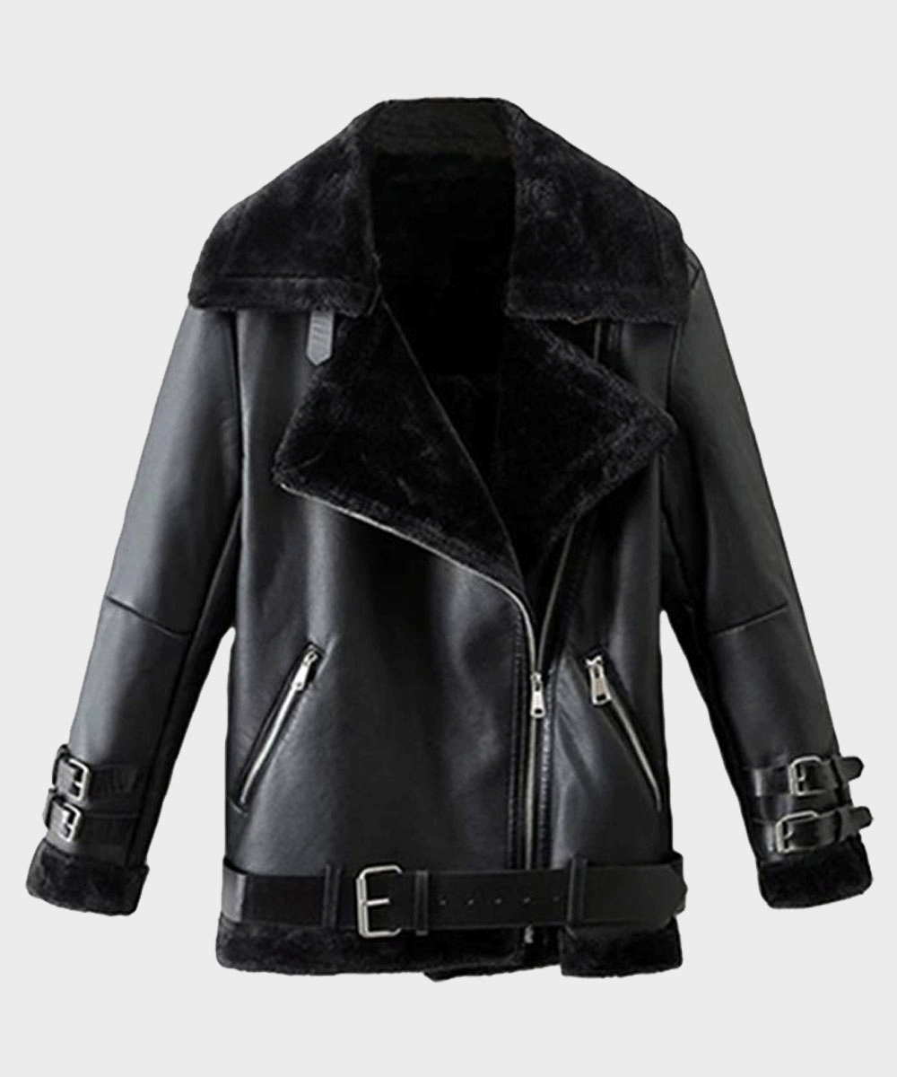 Men’s "Shadow-Peak" Winter Aviator | Matte Black Premium Sheepskin | Ultra-Dense Tonal Shearling B3 Bomber | Full Grain Apparel