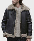 Men’s Black Sheepskin Shearling Jacket | Rugged Arctic Command | Full Grain Apparel