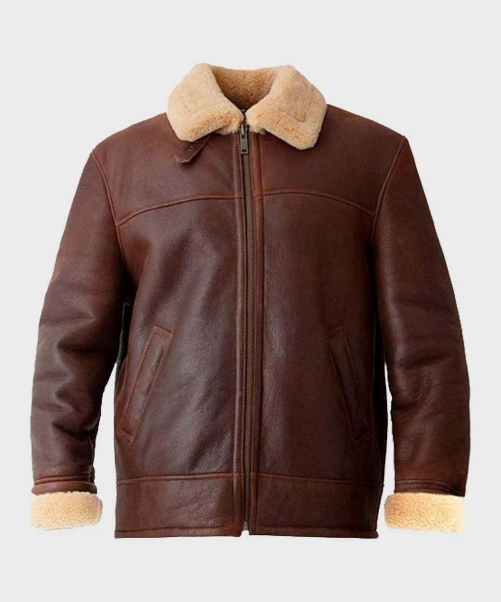 Men’s "Sky-Captain" Aviator | Heritage Brown Sheepskin | Authentic Cream Shearling-Lined B3 Bomber | Full Grain Apparel