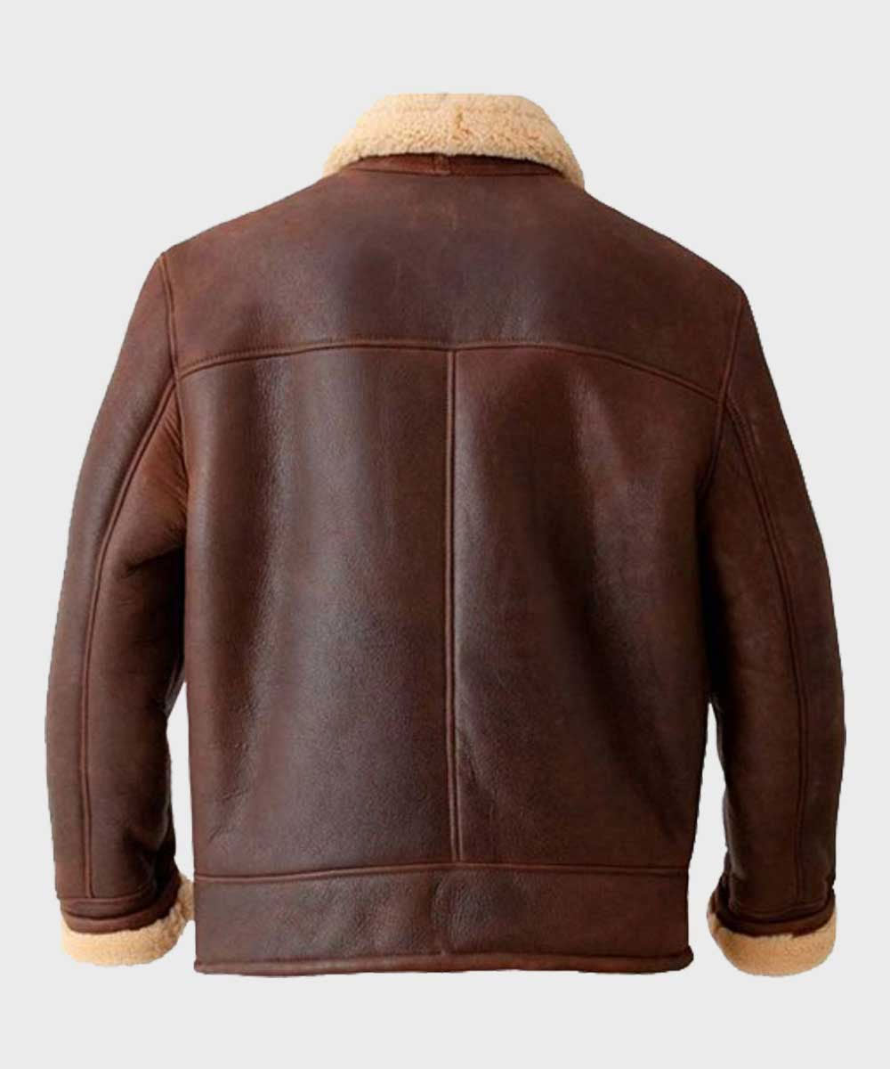 Aviador "Sky-Captain" para hombre | Piel de oveja Heritage Brown | Chaqueta bomber B3 forrada con auténtica piel de borrego color crema | Prenda de cuero plena flor