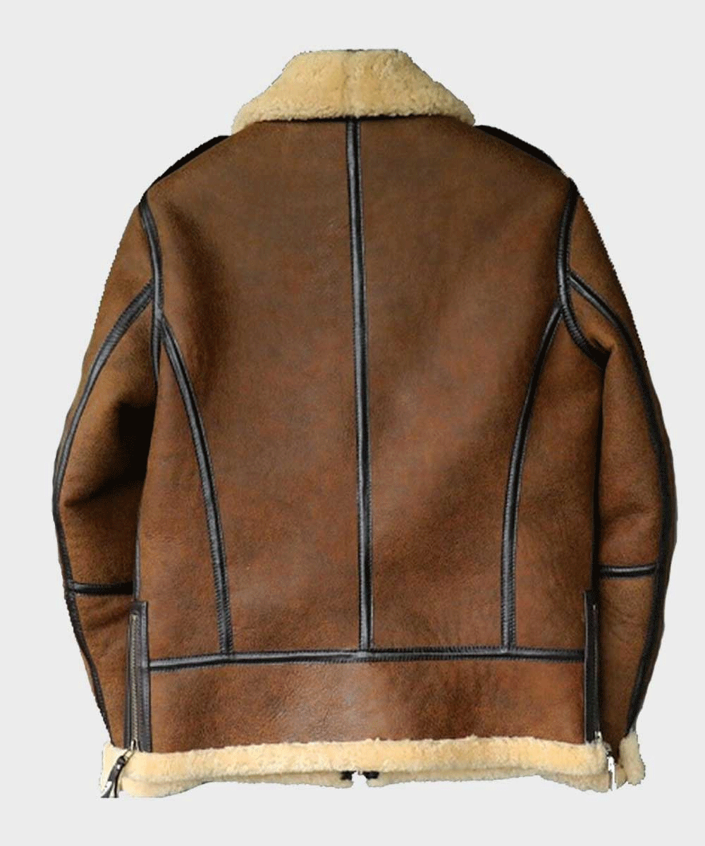 B3 "Tundra-Command" para hombre | Piel de oveja marrón tostado Heritage | Aviador auténtico con forro de borreguillo crema | Prenda de cuero de plena flor