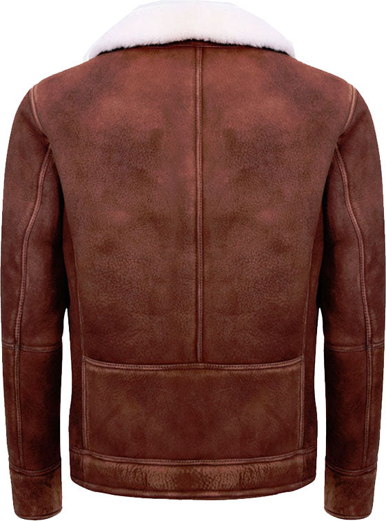 Men’s Brown Cream Flying Leather Jacket with Fur | Rugged High-Altitude Heritage | Full Grain Apparel