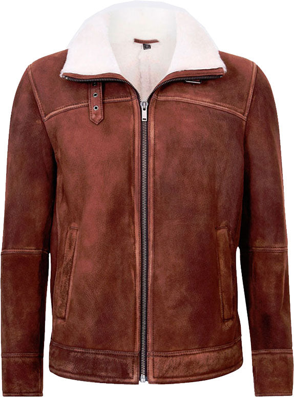 Men’s Brown Cream Flying Leather Jacket with Fur | Rugged High-Altitude Heritage | Full Grain Apparel