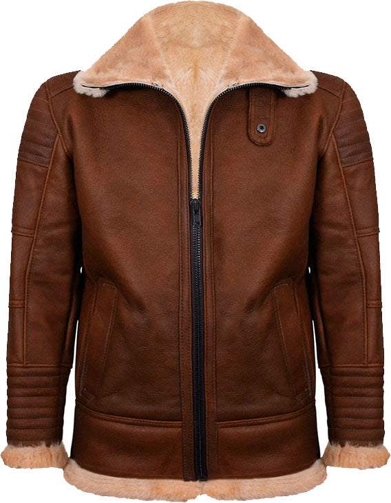 Men’s Brown Nappa Leather Jacket with Fur | Rugged "Elegant" Luxury | Full Grain Apparel