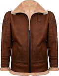 Men’s Brown Nappa Leather Jacket with Fur | Rugged "Elegant" Luxury | Full Grain Apparel