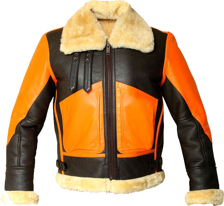 Chaqueta Bomber de Cuero Genuino Marrón para Hombre con Pelo | Autoridad de la Herencia Robusta | Vestimenta de Piel de Grano Completo