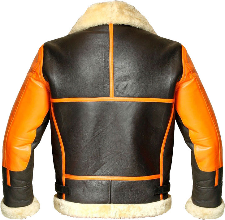 Chaqueta Bomber de Cuero Genuino Marrón para Hombre con Pelo | Autoridad de la Herencia Robusta | Vestimenta de Piel de Grano Completo