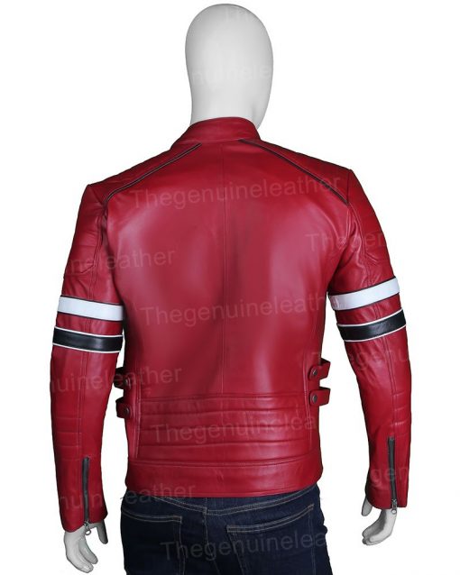 Men’s Red Café Racer Leather Jacket | Slim Fit Biker Style | Full Grain Apparel