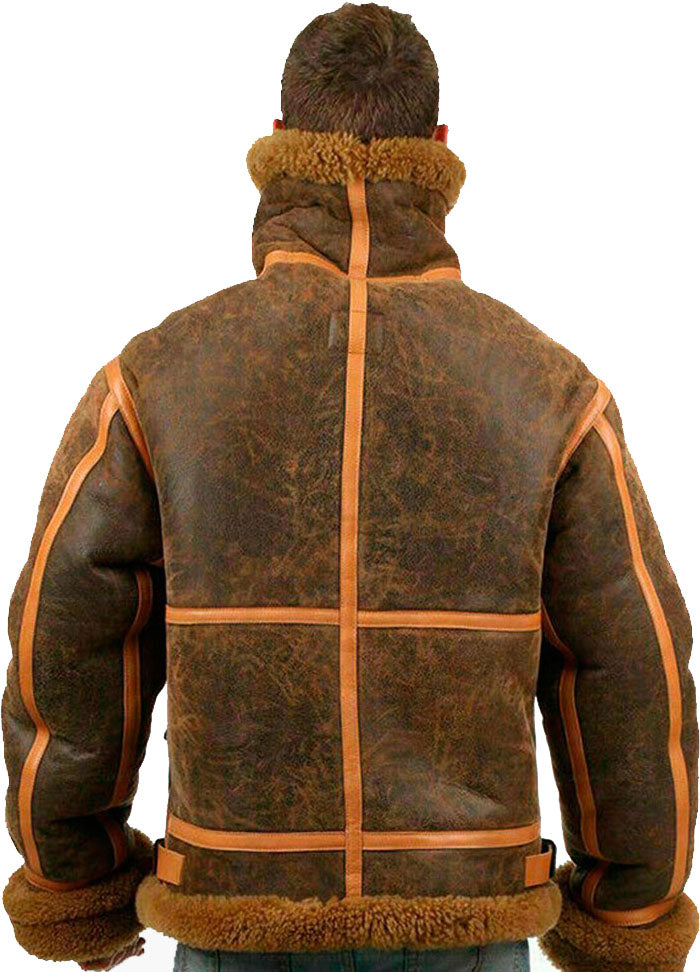Chaqueta de cuero bomber B3 clásica para hombre con piel | Comandante Ártico Resistente | Ropa de piel plena flor