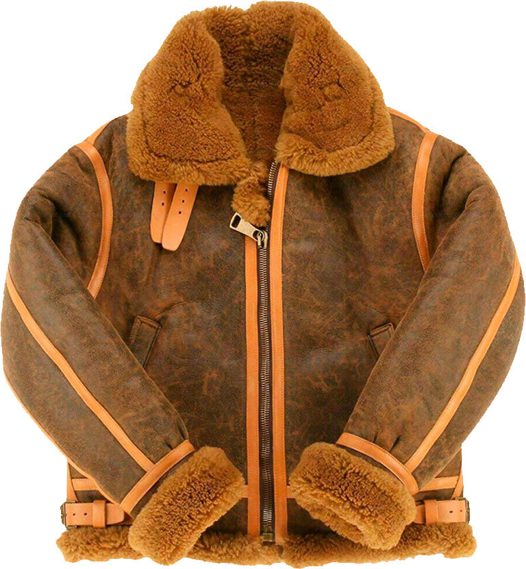 Men’s Classic Style B3 Bomber Leather Jacket with Fur | Rugged Arctic Commander | Full Grain Apparel