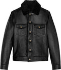 Men’s Denim Style Genuine Leather Jacket with Fur | Rugged Americana Edge | Full Grain Apparel