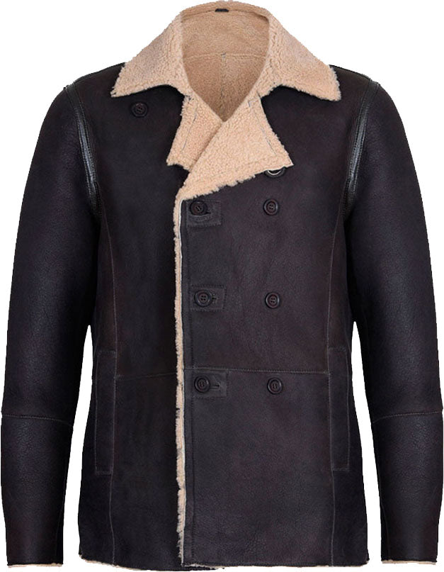 Men’s Double Breasted Real Leather Jacket with Fur | Rugged Formal Authority | Full Grain Apparel