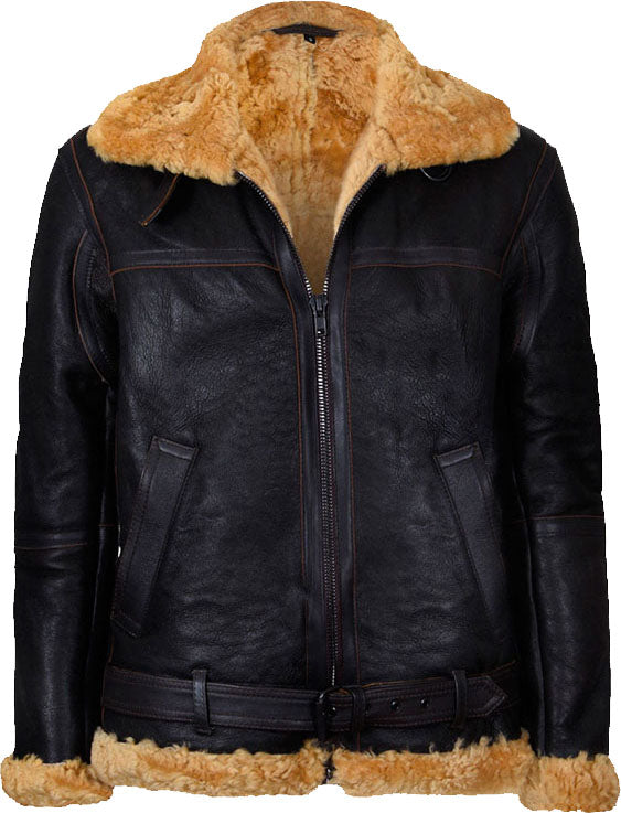 Men’s Flying Brown Vintage Real Leather Jacket with Fur | Rugged Aviator Soul | Full Grain Apparel