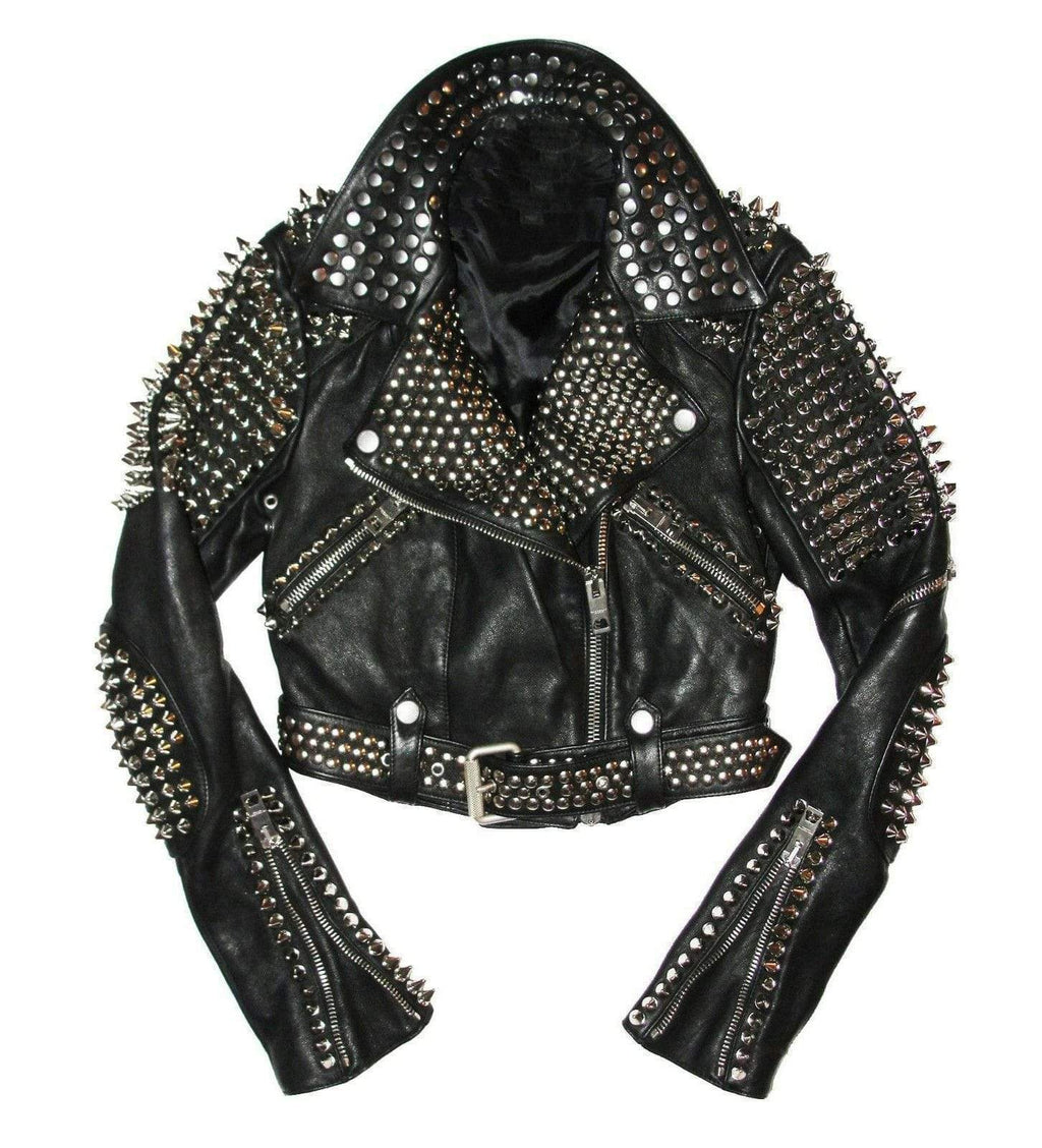 Men’s Black Punk Brando Studded Leather Jacket | Full Grain Apparel
