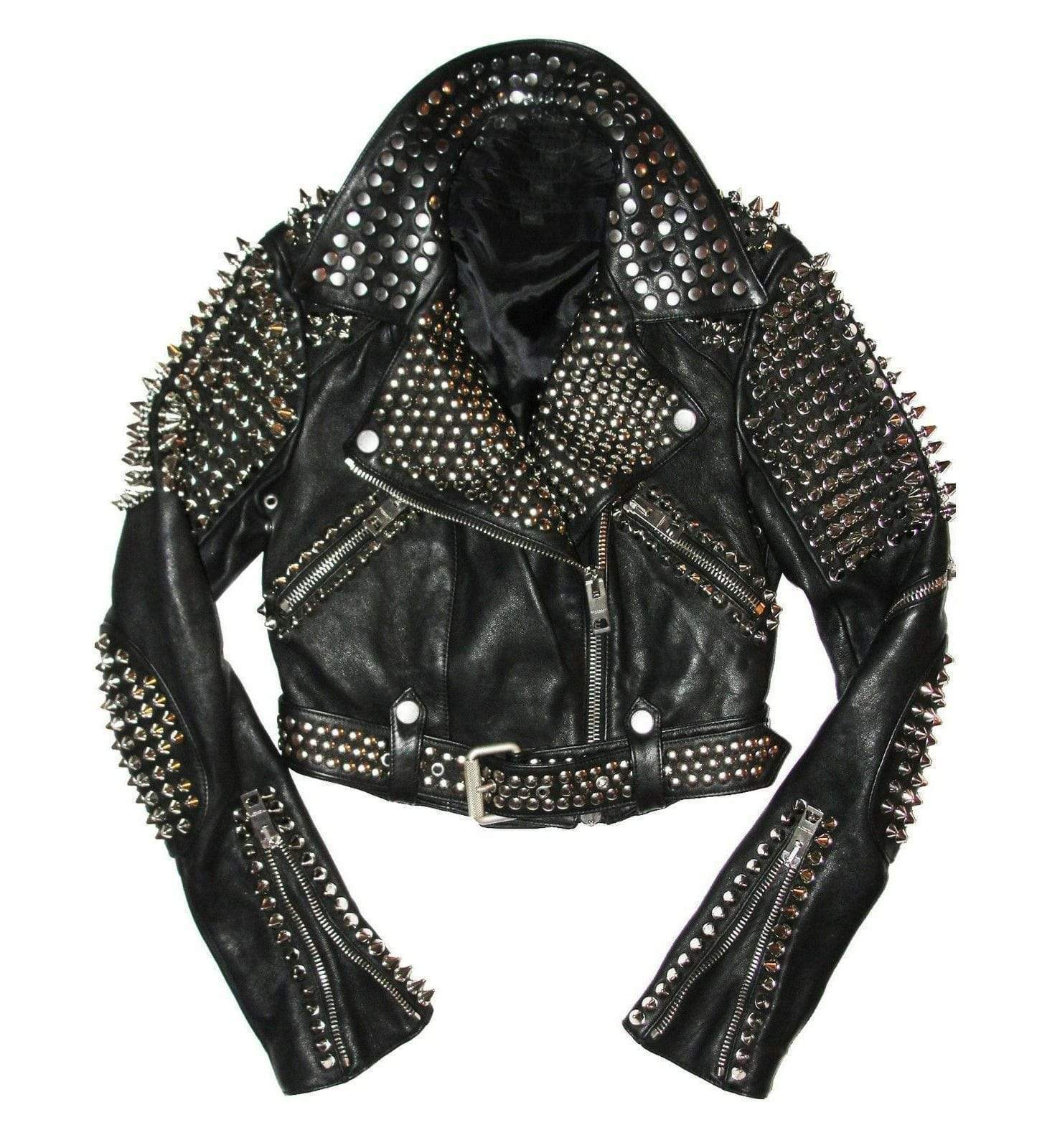 Men’s Black Punk Brando Studded Leather Jacket | Full Grain Apparel