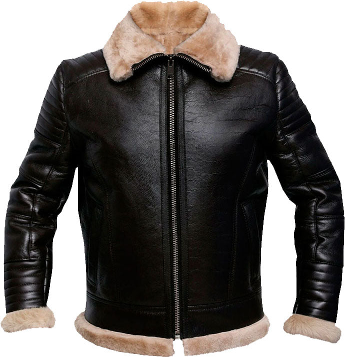 Men’s RAF Brown Bomber Leather Jacket with Fur | Rugged Aviation Heritage | Full Grain Apparel