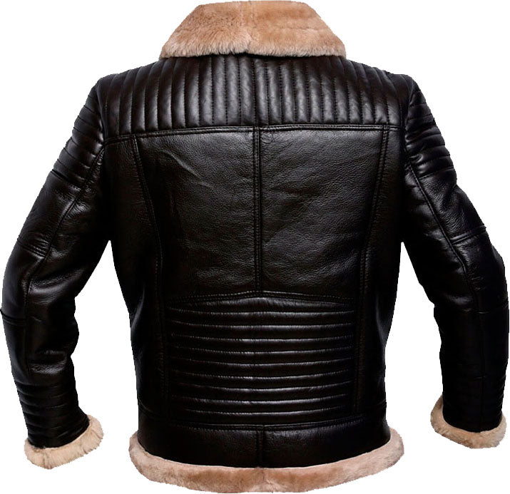 Men’s RAF Brown Bomber Leather Jacket with Fur | Rugged Aviation Heritage | Full Grain Apparel