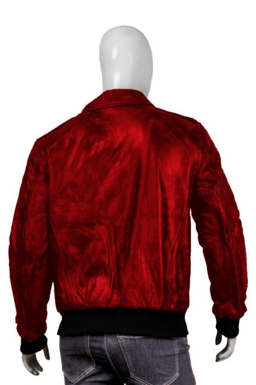 Men’s Red Leather Bomber Jacket | Classic Aviator Style | Full Grain Apparel