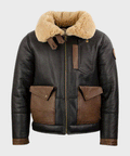 Men’s "Midnight-Raider" B3 Bomber | Black Premium Sheepskin | Authentic Charcoal Shearling-Lined Flight Jacket | Full Grain Apparel