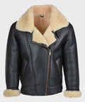 Men’s "Midnight-B3" Aviator | Matte Black Premium Sheepskin | Authentic Charcoal Shearling-Lined Bomber | Full Grain Apparel