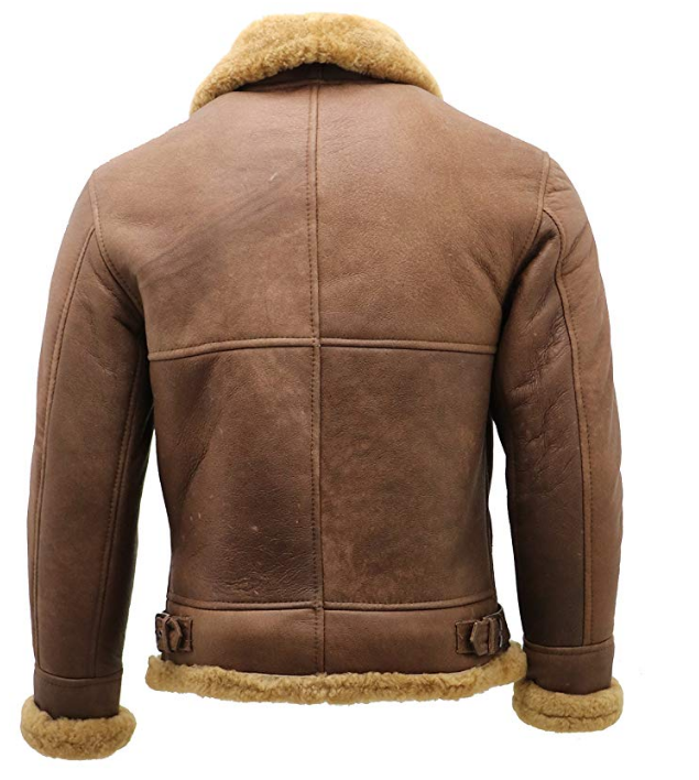 Chaqueta de aviador B3 de piel de oveja para hombre | Táctica resistente de comando | Prendas de piel plena flor