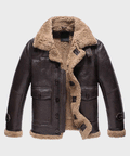Men’s "Espresso-Commander" B3 | Premium Dark Brown Sheepskin | Authentic Double-Face Shearling Flight Jacket | Full Grain Apparel