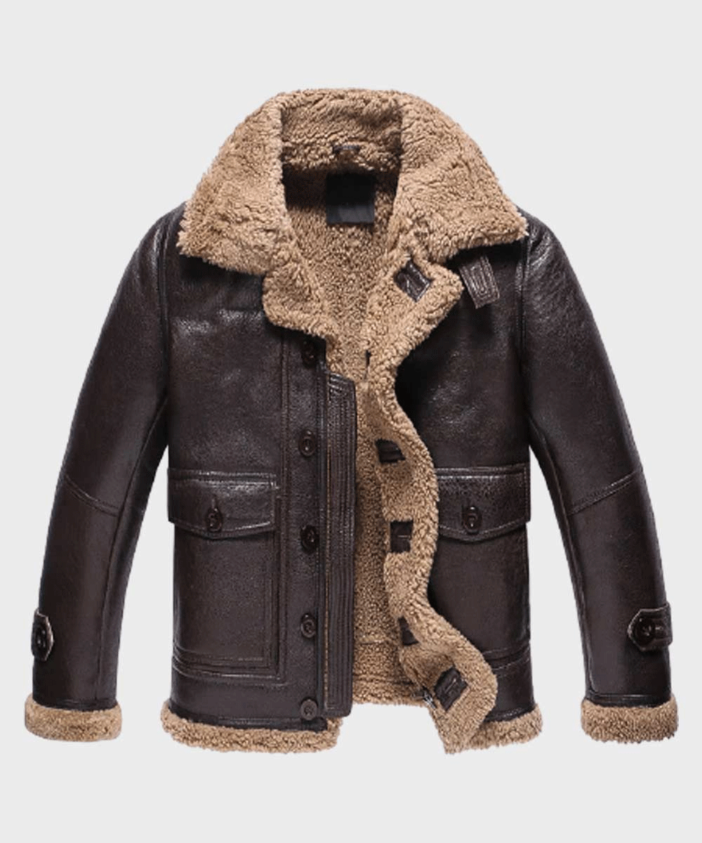 Men’s "Espresso-Commander" B3 | Premium Dark Brown Sheepskin | Authentic Double-Face Shearling Flight Jacket | Full Grain Apparel