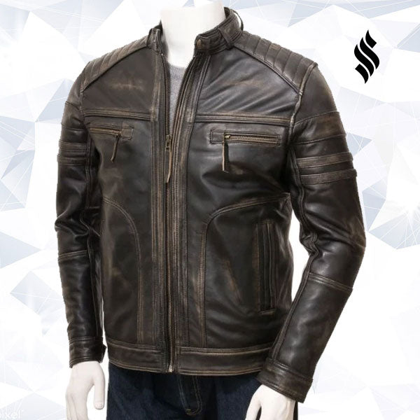 The "Hinterland" | Men’s Vintage Distressed Brown Four-Pocket Leather Jacket | Full Grain Apparel