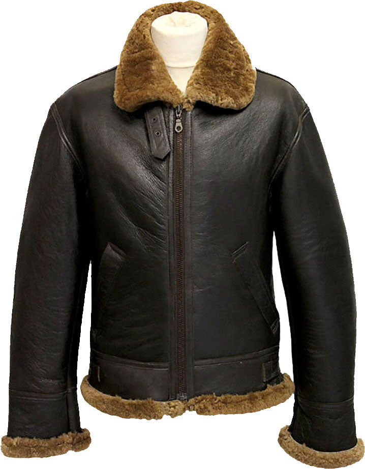 Men’s Winter Aviator B3 Leather Jacket with Fur | Rugged Arctic Commander | Full Grain Apparel