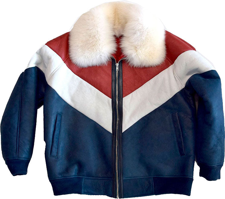 Men’s Winter V-Bomber Leather Jacket with Fur | Rugged Urban Dominance | Full Grain Apparel