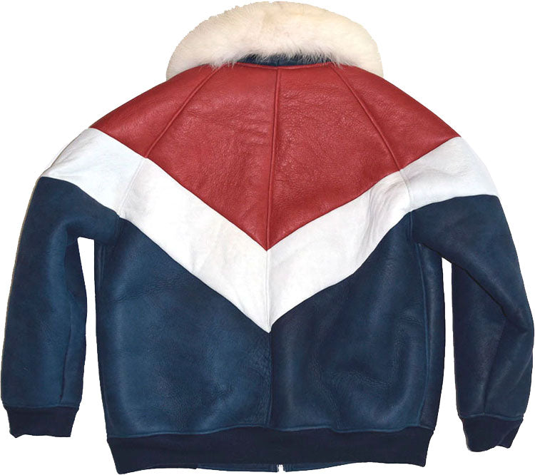 Chaqueta de cuero bomber V para hombre con piel | Dominio urbano resistente | Vestimenta de plena flor
