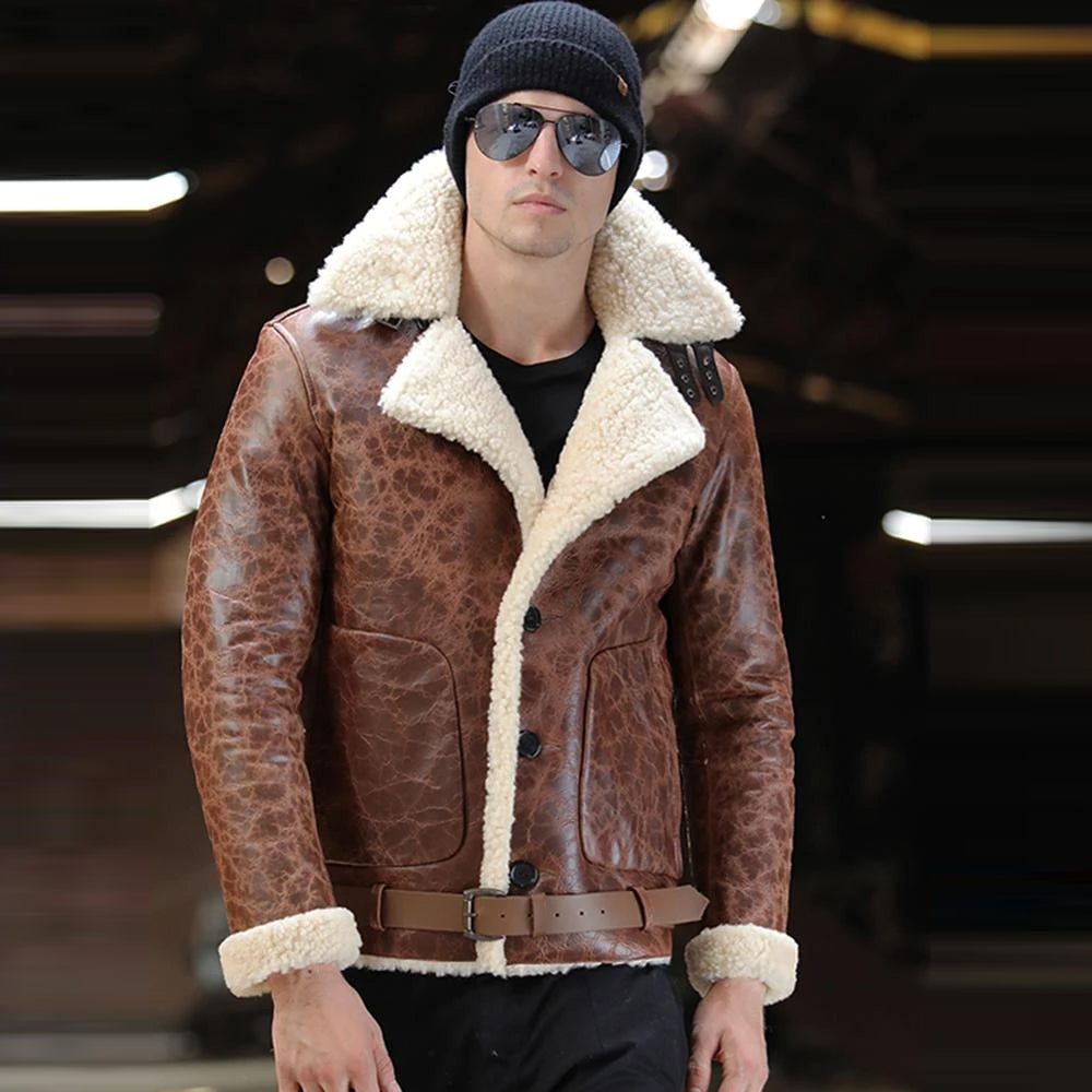 Men’s Airforce Aviator Sheepskin Leather Jacket - The Heritage Flight Master | Full Grain Apparel