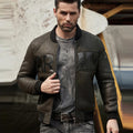 Men’s Army Green B-3 Flight Sheepskin Motorcycle Leather Jacket - The Tactical Aviator | Full Grain Apparel