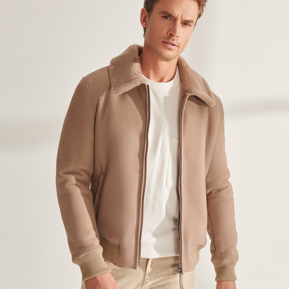 Men’s B3 Aviator Shearling Genuine Leather Bomber Jacket | Full Grain Apparel