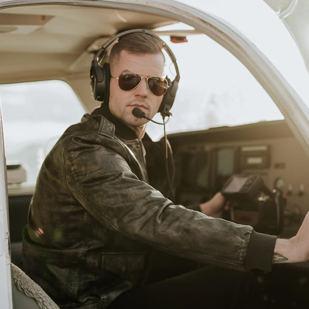 Men’s "Ace-Command" B3 Pilot Flying Jacket | Black Sheepskin & Wool Shearling Bomber | Full Grain Apparel