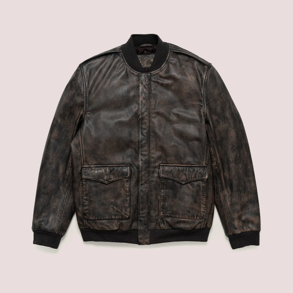 Men’s "Ace-Command" B3 Pilot Flying Jacket | Black Sheepskin & Wool Shearling Bomber | Full Grain Apparel