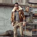 Men’s Brown B-3 RAF Aviator Double Collar Shearling Jacket - The Ultimate Arctic Shield | Full Grain Apparel