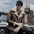 Men’s B3 RAF Waxed Brown Flying Aviator Jacket | Premium Waxed Sheepskin Shearling Coat | Full Grain Apparel
