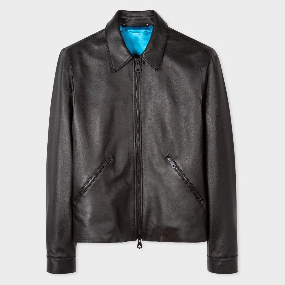Men’s "Nordic Peak" Down-Collar Sheepskin Jacket | Black Leather Insulated Puffer | Full Grain Apparel