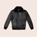 Men’s "Shadow Aviator" G-1 Flight Jacket | Black Premium Sheepskin Bomber with Shearling Collar | Full Grain Apparel