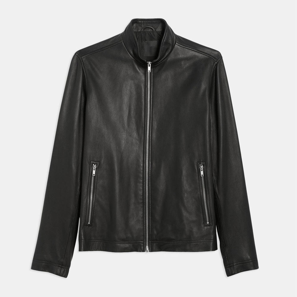 Men’s "Road-King" Lambskin Biker Riding Jacket | Black Genuine Leather Moto with Quilted Detail | Full Grain Apparel