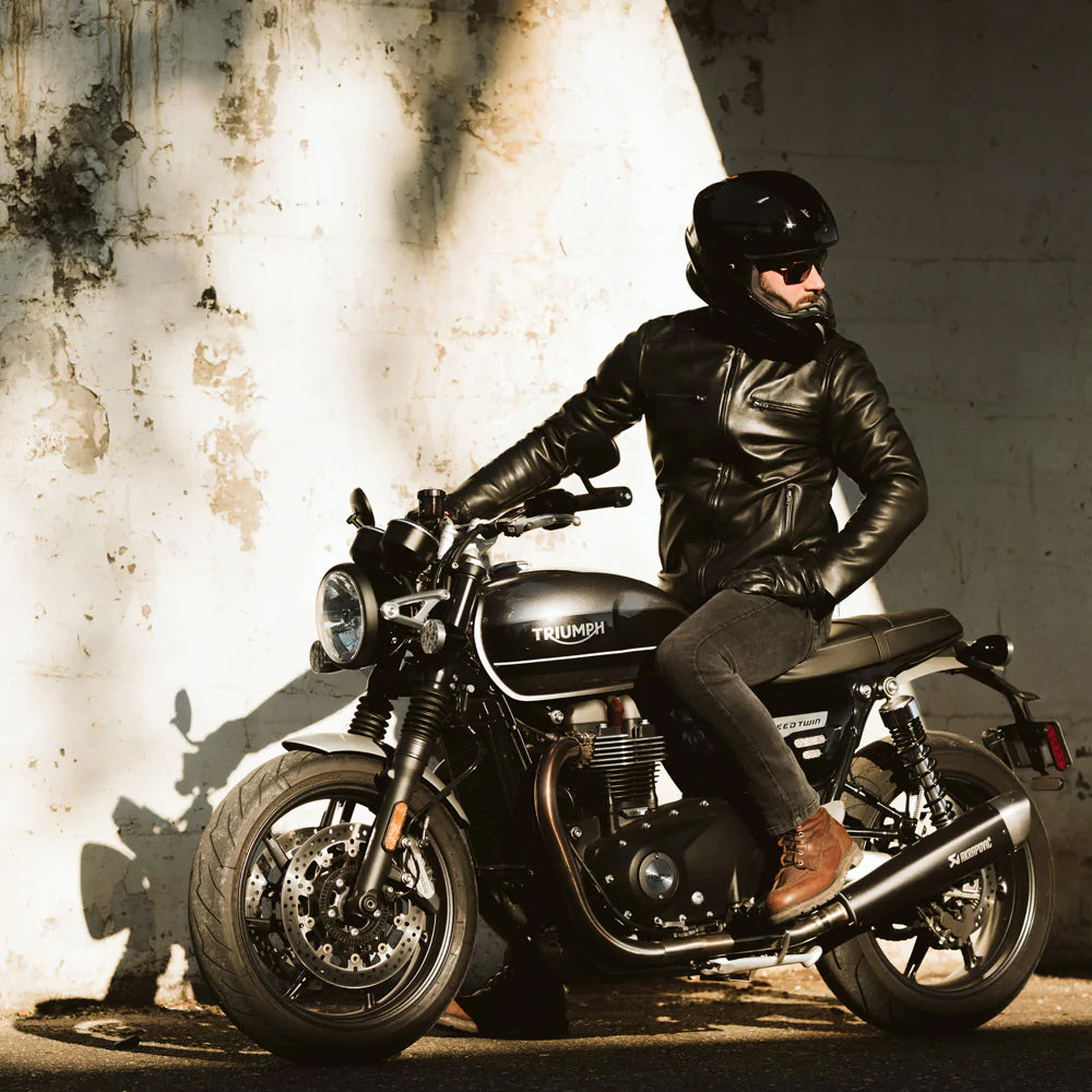 Men’s "Apex Shadow" Lambskin Moto Riding Jacket | Black Top-Grain Leather Motorcycle Coat | Full Grain Apparel
