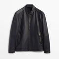 Men’s "Phantom" Minimalist Biker Jacket | Plain Black Premium Sheepskin Moto | Full Grain Apparel