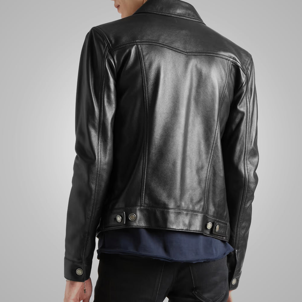 Trucker "Shadow Ridge" para hombre | Piel de oveja negra premium | Acabado mate robusto | Vestimenta de plena flor