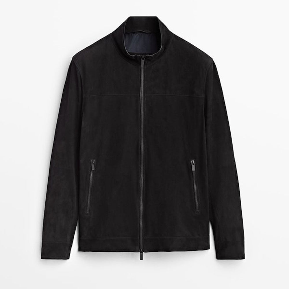 Men’s "Shadow Velvet" Suede Biker Jacket | Genuine Black Goat Suede Moto | Full Grain Apparel