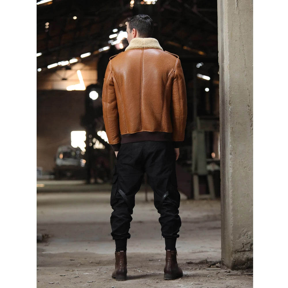 Bombardero Marrón B-3 Flight de Piel de Oveja para Hombre - La Fortaleza de Gran Altura | Full Grain Apparel