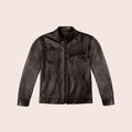 Men’s "Granite-Road" Cafe Racer Jacket | Brown Genuine Goatskin Leather Motorbike Moto | Full Grain Apparel