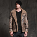 Men’s Brown RAF B-3 Waxed Sheepskin Leather Jacket - The Weatherproof Legend | Full Grain Apparel